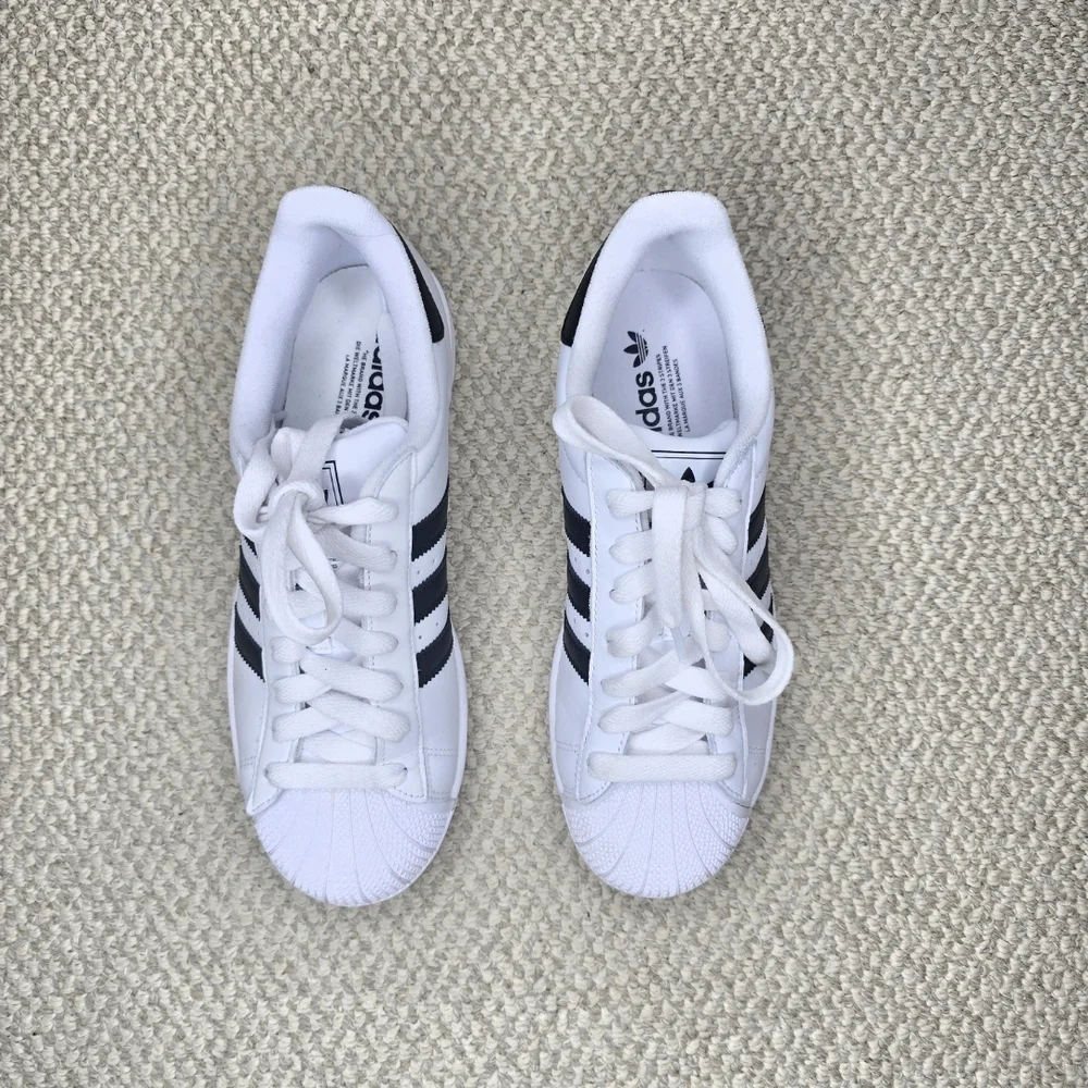 Adidas Superstar White with Black Stripes Leather Sneakers Size 9